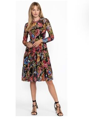 Johnny Was • Jade Long Sleeve Mesh Floral Tiered Dress